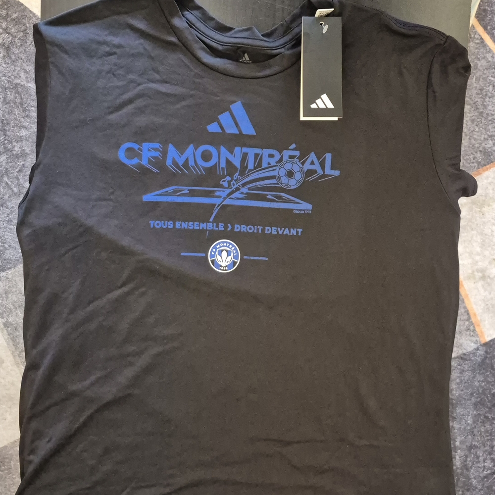 adidas Black Short-Sleeve CF Montréal Graphic Tee with Blue Logo